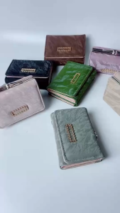 Womens wallet with snap closure tri-fold coin purse lightweight student wallet