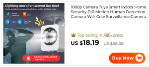 SMATRUL กล้องวงจรปิด 1080P FHD Tuya กล้องอัจฉริยะ AI ติดตามอัตโนมัติ PIR ตรวจจับการเคลื่อนไหวของมนุษย์ กล้องสองทาง การโทรด้วยเสีย