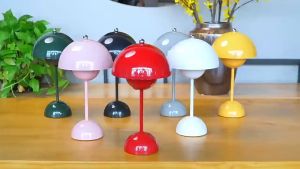 Eroma Modern Flowerpot Table Lamp Rechargeable Type-C Night Light Touch Dimmable Bedroom Bedside Mushroom Night Light