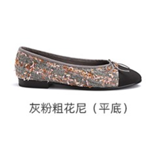 Womens Ballet Flat Shoes Bow Knot Thick Heel Flat Bottom Tweed Spring Autumn New Style Small Fragrance Wind Fashion Shoes