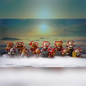 SG-Local Chinese Zodiac Cute Resin Figurine Car Dashboard Decor Lucky Gift National Trend Style