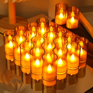 10PCS Mini LED Electronic Candle Acrylic Cup Flameless LED Candles Lights Warm Light Tea Lights Battery Powered Wedding Party Home Decorations