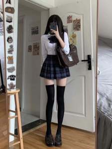 ชุดเสื้อเชิ้ตกระโปรงสั้นเอวสูงไซส์ใหญ่สำหรับผู้หญิงไซส์ใหญ่ แขนยาว ปกปิดหน้าท้อง ชุดกระโปรงสั้นทรงเอ ชุดทำงาน