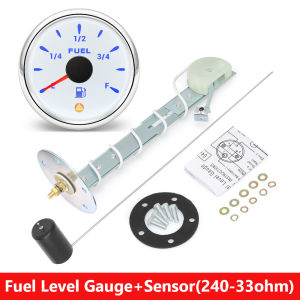 RYSJM | 52mm Fuel Level Gauge With Flashing Alarm 0-190ohm 240-33ohm 10-180ohm 0-90ohm Marine Car Oil Tank Gauge Meter 7 Colors LED