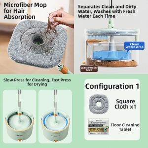 Homettler | Spinning Mop with Self-Wringing Easy-Clean Auto-Dehydration 1 Set