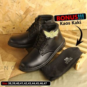 Sepatu PDH Pria Tali Resleting Doff & Mengkilap Dinas TNI Polri Security Satpam