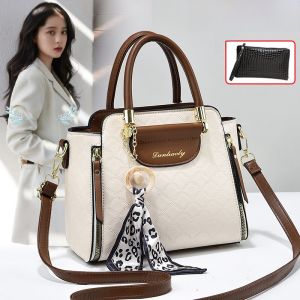 Large Capacity Fashionable Womens Crossbody Bag Elegant Single Shoulder Bag Versatile Square Bag Urban Simple Style PU Material