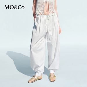 MO&Co. | Xinjiang Cotton Elastic Waistband Tapered Casual Pants White