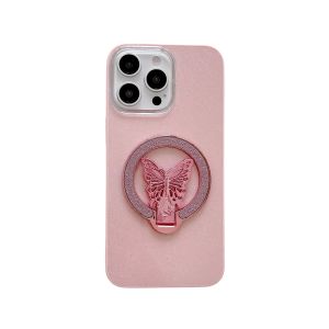 [8Colors] iPhone 16 Pro Max Case iPhone 15 ProMax Hard Case With Butterfly Stand Holder Soft TPU border candy color glitter powder Simple and suitable for summer Jelly texture Foldable phone holder iPhone14 iPhone13 12 iPhone11