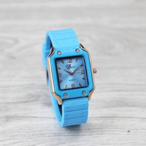 Jam tangan Wanita GV TECH 002 tali karet/rubber kotak analog original