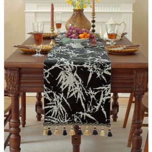 Goodly Home 2026 New Vintage Style Bamboo Jacquard Table Runner High-End Atmosphere Versatile Decoration Exquisite Jacquard Table Runner Dustproof Durable