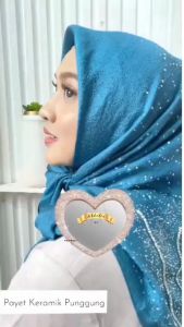 Jilbab Pesta Motif Payet Full Swarovski Premium Terbaru Mewah Hijab Segi Empat Kerudung Seragaman