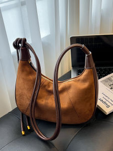 Retro Contrast Color Frosted Leather Tote Bag Womens Large Capacity Commuter Versatile Saddle Bag American Retro Style