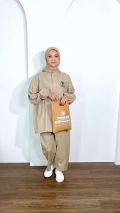 Raincoat Jas Hujan Pria Wanita setelan baju celana bahan tebal elastis