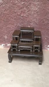 7 หน้า 4 ตุ๊กผักเปล่า สีโอ๊ค โต๊ะหมู่บูชาไม้สัก หมู่ ยาว 48 ซม. x สูง 43 ซม