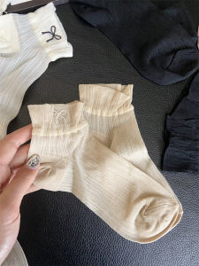 ถุงเท้าผู้หญิงปักลายผีเสื้อฤดูร้อน ระบายอากาศได้ดี น้ำหนักเบา ถุงเท้าข้อกลาง ถุงเท้าผู้หญิงสีพื้น ถุงเท้าผู้หญิงแบบสวมข้อสั้น