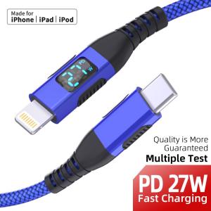 LAIHONEN USB-C to Lightning Cable LED Display Nylon Braided Fast Charging for iPhone 14 13 12 11 Pro Max XS XR X 8 7 6s SE iPad