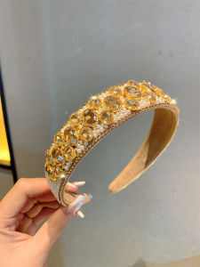 Elegant Pearl Headband with Heavy Rhinestones Hairband for Women Fashionable Hair Accessories Increased Cranial Height