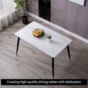 Modern Italian Design Sintered Stone Dining Table_Glossy white 120/140/160cm design - Ship from Ipoh