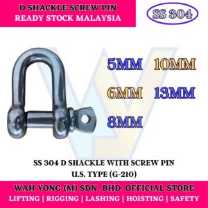 STAINLESS STEEL 304 D SHACKLE WITH SCREW PIN U.S. TYPE (5MM - 13MM)