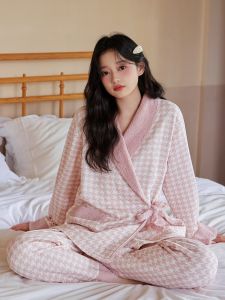 Áo Ngủ Cotton Mùa Xuân Thu Cho Bà Bầu Gaiyi Air Cotton Cho Bà Bầu Sau Sinh Quần Dài Thoải Mái Váy Ngắn Áo Sơ Mi Cho Bà Bầu