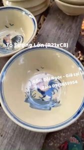 Tô Gốm Gà Trống - Tô Tượng Size 21cm - Gốm Xưa Cho Người Hoài Niệm