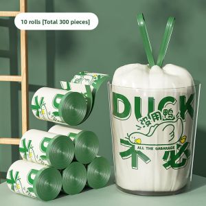 MONLEYTA | Thickened Drawstring Trash Bags Large Size Plastic Handheld Kitchen Bathroom Non-Tearable Tea Flower Home Use Garbage Bags