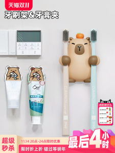 Wall-Mounted Toilet Brush Holder Couple Style No-Drill Installation Bathroom Storage Rack Toothbrush Organizer European Style