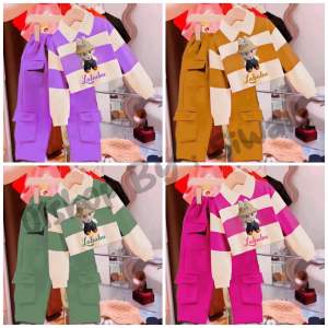 SETELAN ANAK PEREMPUAN SALUR LABUBU BERKERAH//USIA 1-11 TAHUN