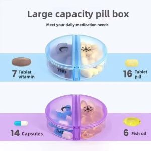 14-grid Color Grid Medicine Box Seven Days A Week Pill Storage Box Portable Plastic Sub-packaging Box