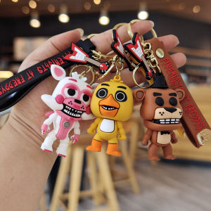Five Nights At Freddys 4 Figurine Doll Keychain Anime FNAF Bear Bunny Fox Bonnie Chica Bag Key Ring Pendant