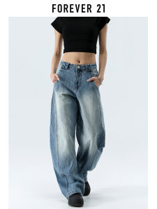American Retro Wide Leg Denim Jeans Womens Spring Autumn Loose Straight Banana Pants Floor-Length Casual Multi-Pocket Jeans