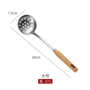 Food Grade 304 Stainless Steel Soup Spoon Wooden Handle Kitchen Utensils Set Home And Commercial Use Anti-Scalding Tools
