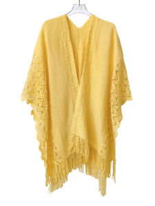 Wo Tion | White Female Lace Hollow Fringe Shawl