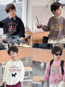 เสื้อฮู้ดผ้าฝ้ายหลวมๆ สำหรับเด็กชาย ฤดูใบไม้ร่วง/ฤดูหนาว 2025 ใหม่ ลำลอง ลำลอง แฟชั่น เสื้อผ้าเด็ก ฤดูใบไม้ร่วง ฤดูหนาว เสื้อฮู้ด