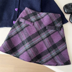 Set Bộ Đồ Thời Trang Cho Bé Gái Áo Kẹ Cardigan và Chân Váy Carô