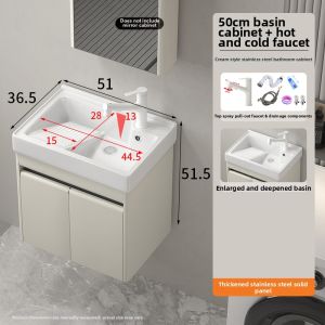 NIUNAISI | Balcony Suitable Small Household Ceramics Washing Basin with Washboard Cabinet