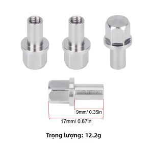 Bộ Chuyển Đổi Bánh Xe Lục Giác Bằng Thép Không Gỉ Cột Nối Dài Đai Ốc Cho Xe RC Crawler 1/10 Axial SCX10 - Có Thể Lựa Chọn Kích Thước 12/15/17/20/25mm