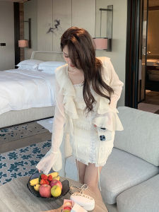 Ruffles Chiffon Sun Protection Clothing Womens Summer Sling Dress Outer Shawl Short Cardigan Coat Breathable Thin Blouse