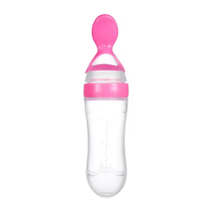 Silicone Baby Bottle Feeding Spoon Food Supplement Rice Cereal Bottle Squeeze Spoon Safe and Practical Milk Feeding Bottle Cups