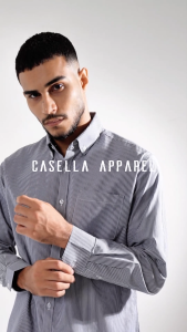 Simple Perfect x Valentino Ralph Kemeja Pria Lengan Panjang Premium Salur Halus Bahan Katun Stripe Halus Gaya Formal Untuk Musim Semi Pilihan Warna Biru Dan Abu-Abu - Lazada