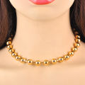Lokaer Fashion Stainless Steel 8/10mm Round Beads Chain Necklace Bracelet Sets for Women 18K Gold Plated Party Jewelry N24082. 