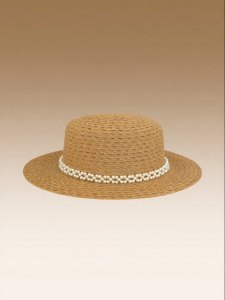 UV Protection Sun Hat with Pearl Straw