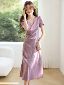 MOHANYIMEI | New Chinese Style Jacquard Short Sleeve Dress