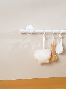 Nail-Free Adjustable Curtain Rod Holder Clamp Hooks Self Adhesive Curtain Hanging Rod Brackets