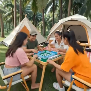 Portable Mahjong Outdoor Mahjong Table Travel Folding Mahjong Set