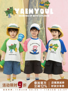 Cool Casual Cartoon Print round Neck Short Sleeve T-Shirt for Boys Breathable Lightweight Summer Top Versatile Comfortable Cotton Blend