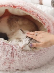 เตียงในถ้ำเต็นท์สำหรับสัตว์เลี้ยงที่นอนสำหรับแมวเต็นท์แมวให้ความอบอุ่นในตัวเองที่นอนสำหรับสัตว์เลี้ยงแสนสบาย