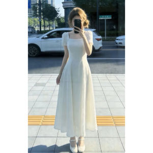 NIUVIES | Đầm Dài Tay Ngắn Ống Đứng Phong Cách Elegante