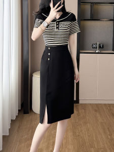 DAIXIANGFEIZI | Popular Slimming Illusion Two-Piece Style Dress Short Sleeve Large Size
